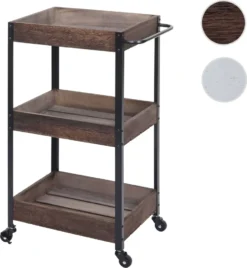 Servierwagen HWC-H22, Küchenwagen Barwagen Teewagen Beistellwagen Rollwagen, Massiv-Holz Shabby Braun -Smart Kitchen Store 82e99178ef394bd788900f6f77c1bf8a