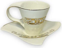 12-teiliges Medusa Mäander Kaffeeservice Mit Goldschliff Kaffeetassen Für 6 Personen 6 Tassen + 6 Untertassen Weiß-Gold Genießen Servieren Kaffee -Smart Kitchen Store 85fdbcbedd792d1d0906c46437521041