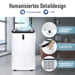 Merax 4in1 Mobile Klimagerät 12000 BTU Klimaanlage Mit Fernbedienung Und APP-Steuerung (WiFi), Klimaanlage Mit Ventilationsfunktion + Kühlen + 24h-Timer Für Räume Bis 100 M³[EEK A] -Smart Kitchen Store 86ee49d04844698cd48826010fb7f443