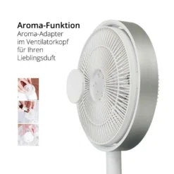 Kamome Büro, Bodenventilator, Extrem Leise (9,3 DB), Kontinuierlicher Luftstrom Bis Zu 17 M, Horizontal Und Vertikal, Zeitschaltuhr, Automatische Abschaltung, Fach Für Aromaöl -Smart Kitchen Store 8822a8d0a7dad763e9dd736f626f14dd