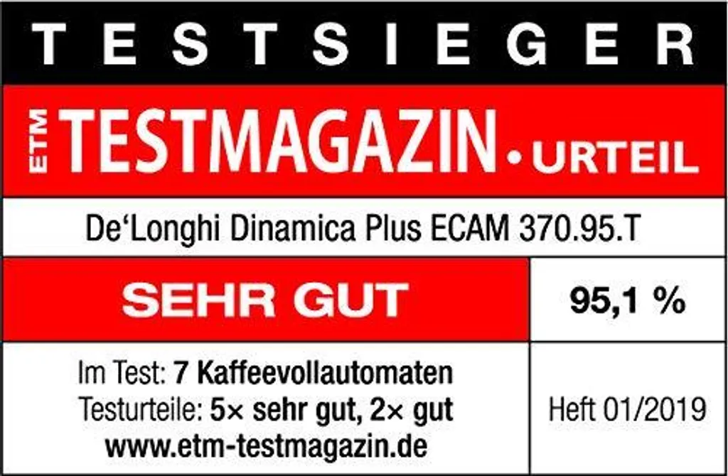 De'Longhi DeLonghi ECAM 370.95.T Dinamica Plus Kaffeevollautomat Silber 4 De'Longhi DeLonghi ECAM 370.95.T Dinamica Plus Kaffeevollautomat Silber – Bild 2