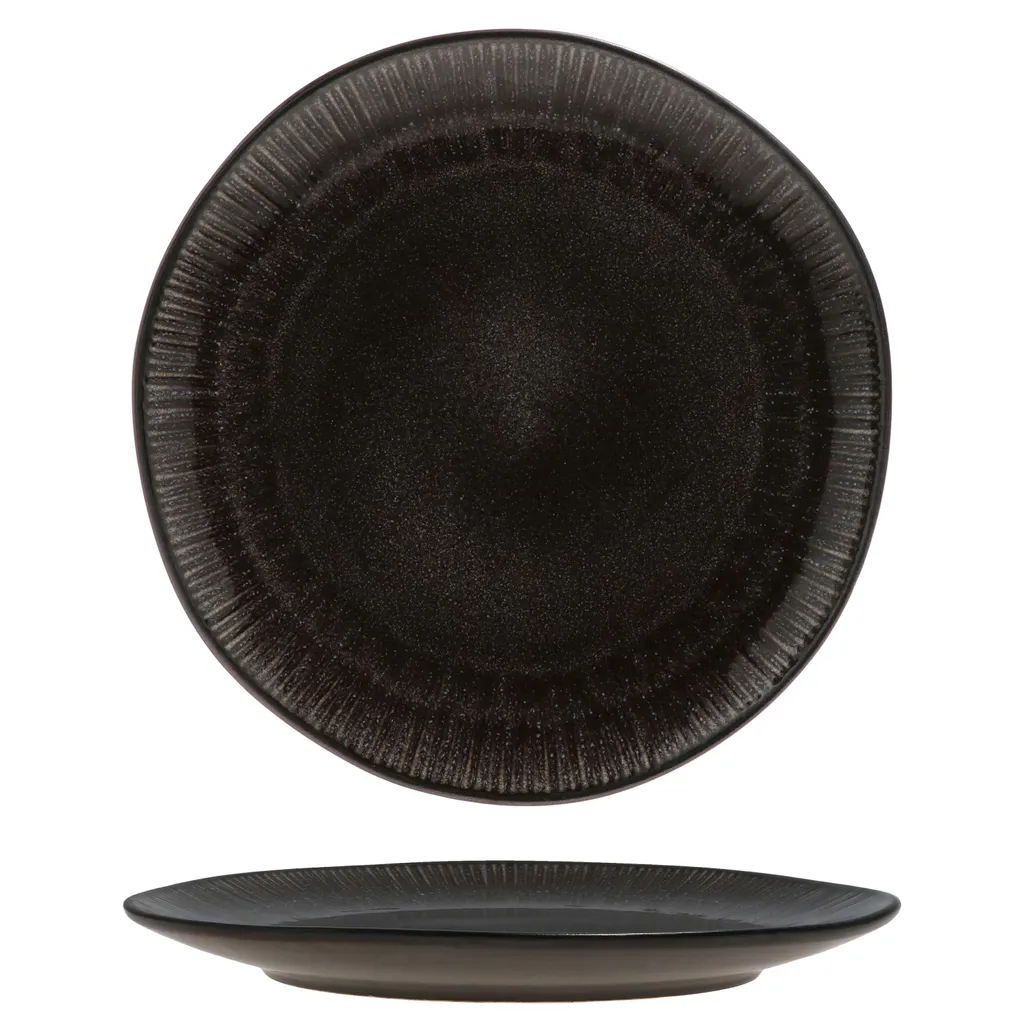 18tlg. Teller Set Reactive Glaze Black 6 Pers. Steingut Teller Schale Schwarz 5 18tlg. Teller Set Reactive Glaze Black 6 Pers. Steingut Teller Schale Schwarz – Bild 3