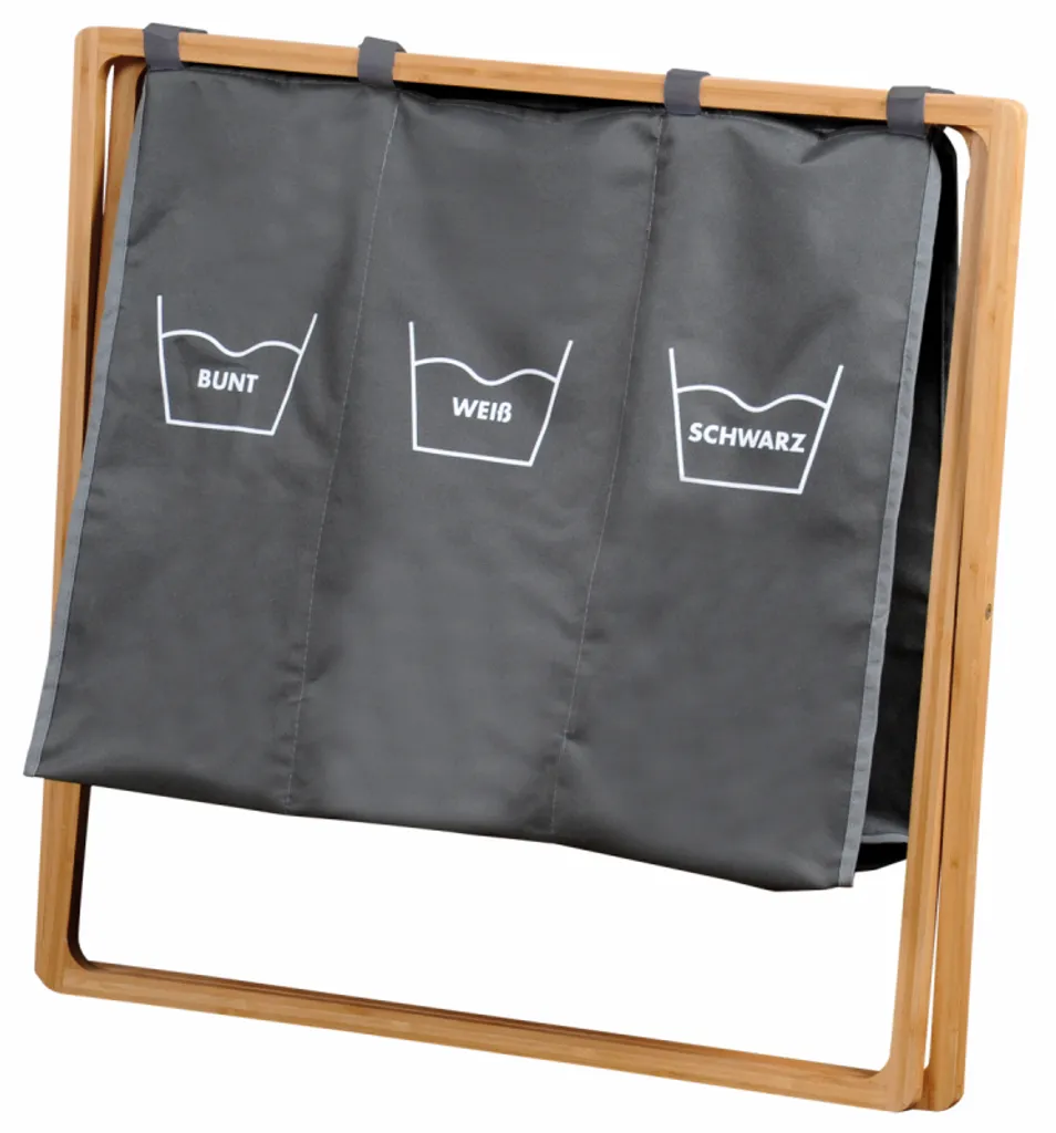 KESPER Wäschesammler Mit Dreifacher Einteilung, Trio, Grau Mit Bambusrahmen 69 X 38x 57 Cm 19597 8 KESPER Wäschesammler Mit Dreifacher Einteilung, Trio, Grau Mit Bambusrahmen 69 X 38x 57 Cm 19597 – Bild 6