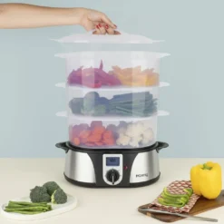 H.Koenig Elektro-Dampfgarer Ohne BPA 12 Liter, 3 Herausnehmbare Behälter, 1000 W, Timer Bis Zu 60 Minuten VAP12, Kunststoff, Metall, Single 21 H.Koenig Elektro-Dampfgarer Ohne BPA 12 Liter, 3 Herausnehmbare Behälter, 1000 W, Timer Bis Zu 60 Minuten VAP12, Kunststoff, Metall, Single -Smart Kitchen Store 8a78c88a94cf8b0425b4430a9b144605