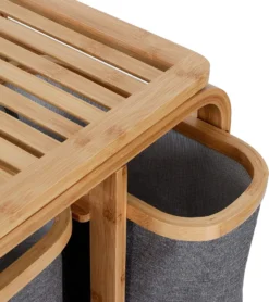 Lumaland Wäschekorb Aus Bambus - 1 XL Fach + 2 Kompaktfächer 49,5 X 33 X 71 Cm Grau -Smart Kitchen Store 8aa132ad2340d62d0e7150aa88164900