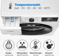 Bomann® Waschmaschine 8kg Mit Max. 1400 U/min - Effizienter, Leiser Und Langlebiger Invertermotor, 15 Waschprogrammen, Und Endzweitvorwahl, Washing Machine Mit Dampffunktion - WA 7185 -Smart Kitchen Store 8b153793e954ade7311b097f8df27885