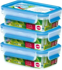 Emsa Clip & Close Frischhaltedosen 3er-Set á 0,55 L, Blau -Smart Kitchen Store 8b19eadaba1f6a94918ff8304664f3f7