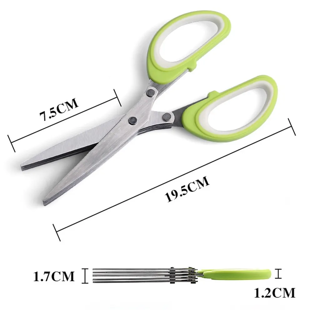 2er Set - 5 Klingen Kräuterschere Küche Aus Edelstahl | Mehrzweckschere Mit Reinigungsbürste | Universal Küchenschere Mit 5 Edelstahlklingen | Kräuterschneider | Gemüseschere Schnittlauchschere - Grün 4 2er Set - 5 Klingen Kräuterschere Küche Aus Edelstahl | Mehrzweckschere Mit Reinigungsbürste | Universal Küchenschere Mit 5 Edelstahlklingen | Kräuterschneider | Gemüseschere Schnittlauchschere - Grün – Bild 2