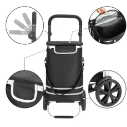 Monzana 2in1 Einkaufstrolley 56L Bis 50 Kg Klappbar Abnehmbare Tasche Handwagen Einkaufswagen Einkaufshilfe Roller, Farbe:schwarz -Smart Kitchen Store 8dca279a413df90e462b1bfcfb56e340