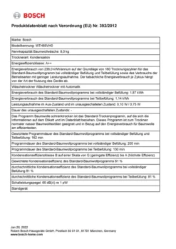 Bosch Serie | 4, Wärmepumpentrockner, 8 Kg WTH85VH0 23 Bosch Serie | 4, Wärmepumpentrockner, 8 Kg WTH85VH0 -Smart Kitchen Store 8de38c612e958f94c70ecaeb3b0c311a