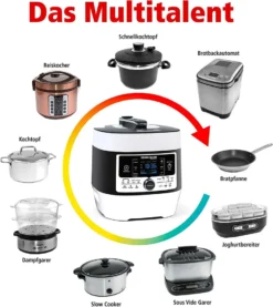 Elektrischer Dampfdruck- & Multikocher MD 1000 MeinHans, 14 Automatik-Kochprogramme, Temperaturbereich Von 40 °C-170 °C, Dampfdruck-Kochen, Backen, Braten, Slow-Cooking, Sous Vide Und Mehr -Smart Kitchen Store 8ebc32625f31480efa7df3d56416836f