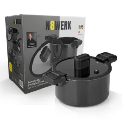 N8WERK Aluguss-Energiespartopf Kochtopf Topf Energiespartopf Aluguss 5,8 L Induktion Deckel Suppentopf Ø 24 Cm -Smart Kitchen Store 8f166c8eef3578e1bace4ad9e2eaeb5f