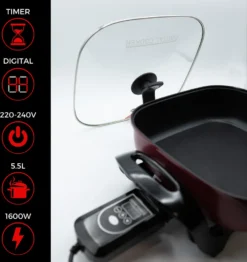 Starlyf®Digital Cooker - XXL Elektrische Bratpfanne Mit Digitalem Thermostat Und Temperaturanzeige, 1600 Watt, 5,5 Liter Fassungsvermögen, Partypfanne - Aus Der TV Werbung -Smart Kitchen Store 8f2d64b372c02cbc97aa0b9afcf33781