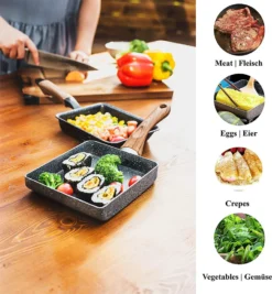 Artcome Japanische Omelettpfanne, Tamagoyaki, Eierpfanne, Rechteckige Mini-Bratpfanne Mit Silikonspatel Und Bürste, Schwarze Platte (schwarz) -Smart Kitchen Store 8f8ba067783f6510229754cce690c025