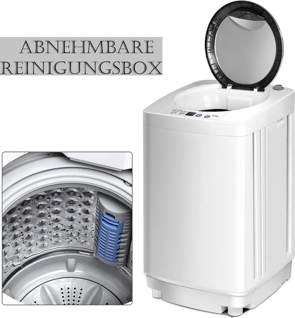 COSTWAY Waschmaschine, Toplader, Waschvollautomat Miniwaschmaschine, 3,5kg Kapazität, 7 Programme, Pump, LED-Anzeige, 5 COSTWAY Waschmaschine, Toplader, Waschvollautomat Miniwaschmaschine, 3,5kg Kapazität, 7 Programme, Pump, LED-Anzeige, – Bild 3