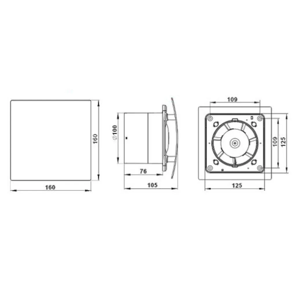 Wohnraumlüfter Badlüfter Lüfter Badventilator Deckenlüfter Ventilator Glas Ø 100 Mm Schwarz Nachlauf / Timer Schwarz Matt Gerade 5 Wohnraumlüfter Badlüfter Lüfter Badventilator Deckenlüfter Ventilator Glas Ø 100 Mm Schwarz Nachlauf / Timer Schwarz Matt Gerade – Bild 3