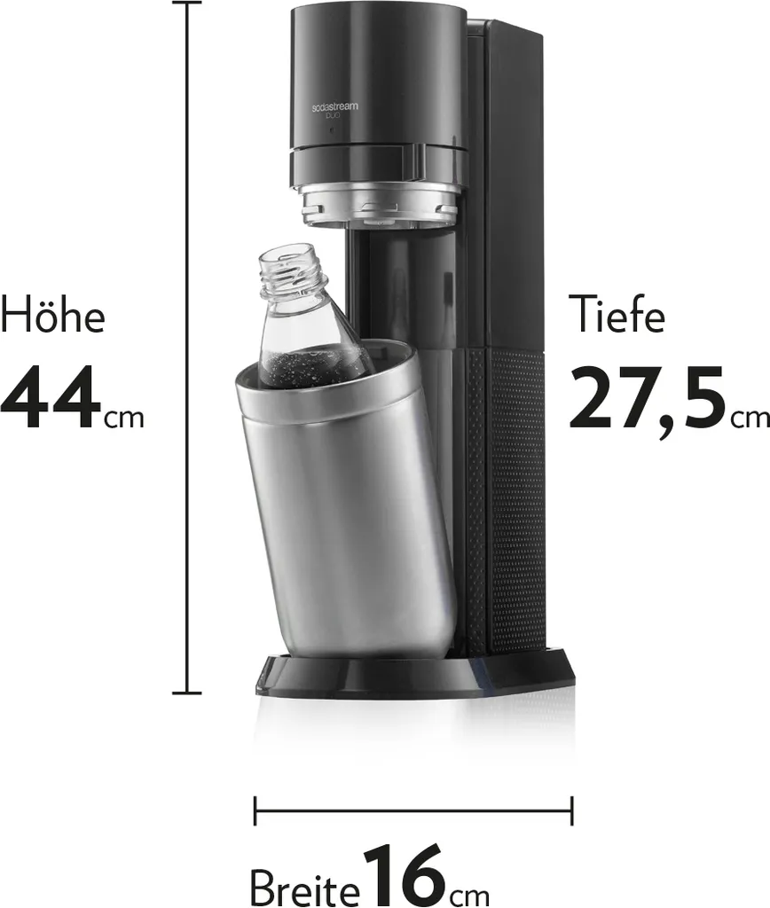 SodaStream DuoTitan Trinkwassersprudler, Inkl. 1x 1 Liter Glasflasche, 1x 1 Liter PET, 1 X Quick Connect Zylinder 6 SodaStream DuoTitan Trinkwassersprudler, Inkl. 1x 1 Liter Glasflasche, 1x 1 Liter PET, 1 X Quick Connect Zylinder – Bild 4