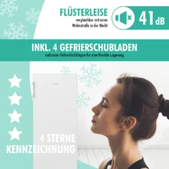 Bomann® Gefrierschrank Nofrost Freistehender 155 Liter Nutzinhalt, Total No Frost - Nie Wieder Abtauen - Schnellgefrierfunktion U. MultiAirflow-System, Türanschlag Wechselbar - GS 7325.1 Weiß -Smart Kitchen Store 94d716b7d5a2fc4562ed9ea0466dccd6