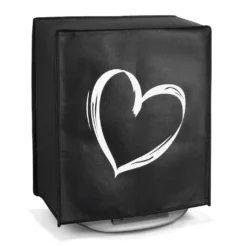 Kwmobile Hülle Kompatibel Mit Thermomix TM5 / TM6 - Küchenmaschine Abdeckhaube - In Weiß Schwarz Herz Brush