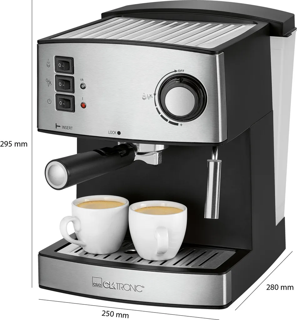 Clatronic ES 3643 Espresso- Und Cappuccino-Automat, 15 Bar Pumpdruck, Tassenvorwärmfunktion, Mit Aufschäum- Und Heißwasserfunktion 8 Clatronic ES 3643 Espresso- Und Cappuccino-Automat, 15 Bar Pumpdruck, Tassenvorwärmfunktion, Mit Aufschäum- Und Heißwasserfunktion – Bild 6
