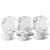 Kaffeeservice Palazzo 18tlg. - Weiß MitNachbildung-Kreisen In Grau Und Dunkelrot - Für 6 Personen -Smart Kitchen Store 9746bc19d865010eedce2779ef485e28