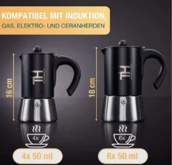 Thiru Espressokocher Induktion L Premium Mokkakanne Aus Edelstahl Inkl. Toolset (Schwarz, 6 Tassen (300ml)) -Smart Kitchen Store 98ad3184b97f59f5e44caf4da79ac5e1
