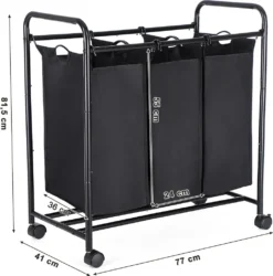 SONGMICS Wäschekorb Mit 3 Abnehmbaren Stofftaschen, 3 X 44 Liter, Wäschesortierer Wäschesammler, Schwarz LSF003B 16 SONGMICS Wäschekorb Mit 3 Abnehmbaren Stofftaschen, 3 X 44 Liter, Wäschesortierer Wäschesammler, Schwarz LSF003B -Smart Kitchen Store 9935f5a4cd53ff955b4f461a88ab6dcd