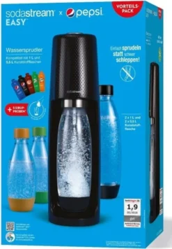 Sodastream Easy Vorteilspack Schwarz Mit 4 Flaschenund 5 Pepsi Sachets -Smart Kitchen Store 993f29d06e5bdbd18dccc43d4ff06757