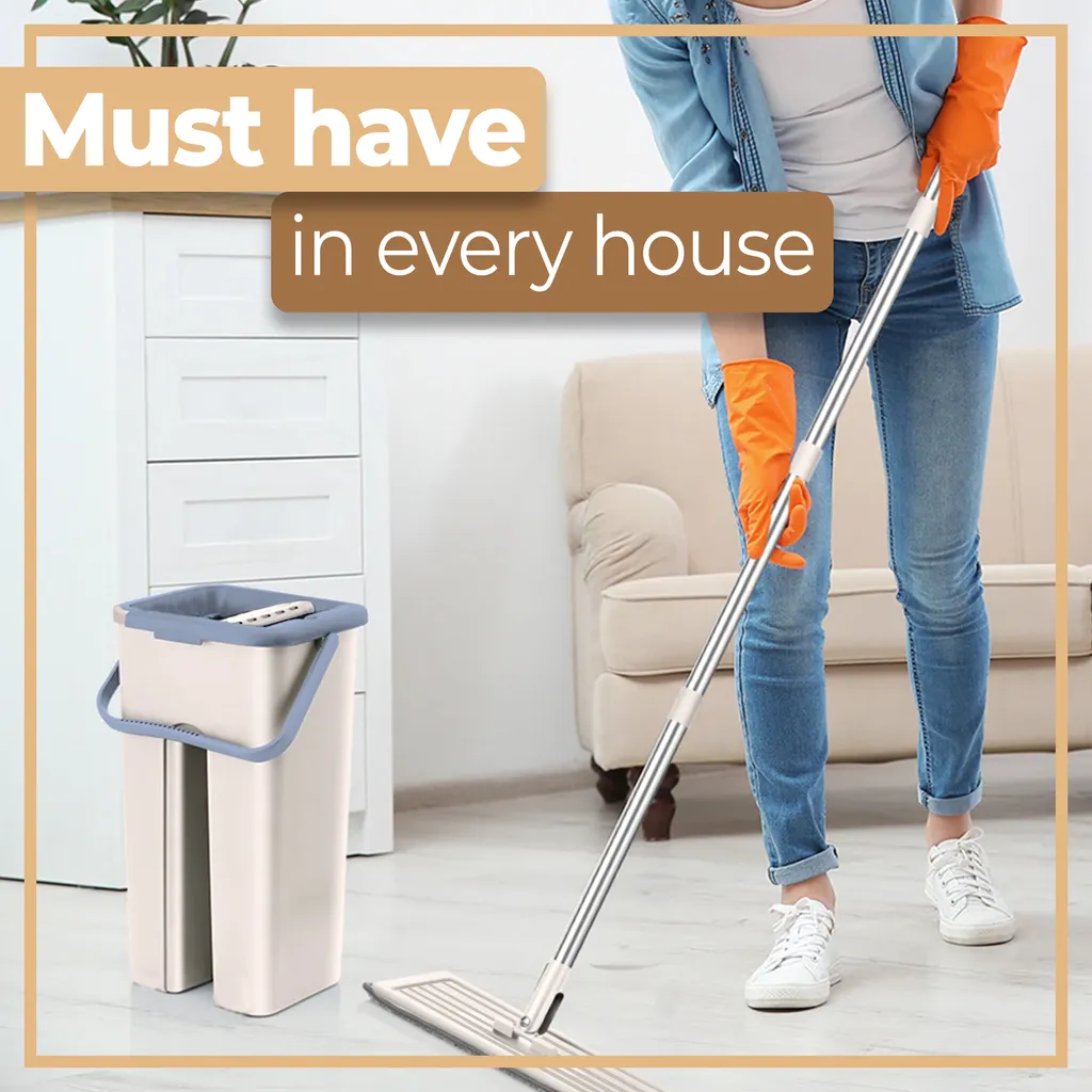 Bodenwischer Set Mit Eimer Und Profi Wischmopp Wischmop Teleskopstiel Flach Mopp Mop Clean Mikrofaser XL Wischbezug Alle Arten Von Böden Retoo 6 Bodenwischer Set Mit Eimer Und Profi Wischmopp Wischmop Teleskopstiel Flach Mopp Mop Clean Mikrofaser XL Wischbezug Alle Arten Von Böden Retoo – Bild 4