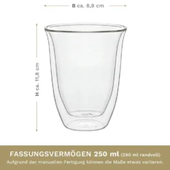 Creano Doppelwandige Gläser 250ml „DG-V“, 2er Set, Thermoglas Doppelwandig Aus Borosilikatglas, Kaffeegläser, Teegläser, Latte Gläser, Doppelwandgläser 14 Creano Doppelwandige Gläser 250ml „DG-V“, 2er Set, Thermoglas Doppelwandig Aus Borosilikatglas, Kaffeegläser, Teegläser, Latte Gläser, Doppelwandgläser -Smart Kitchen Store 99e7155da795f5f93f5bd833ebb3b4a0