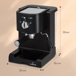 Klarstein Passionata 20 - Espressomaschine, Espresso-Automat, Kaffee-Maschine, 1350 Watt, 1,25 Liter, Automatischer Druckablass, Inkl. Milchschaum Düse Für Zubereitung Von Cappuccino, Schwarz -Smart Kitchen Store 9ed51ce5bc21b091bd57be4b53214a3b