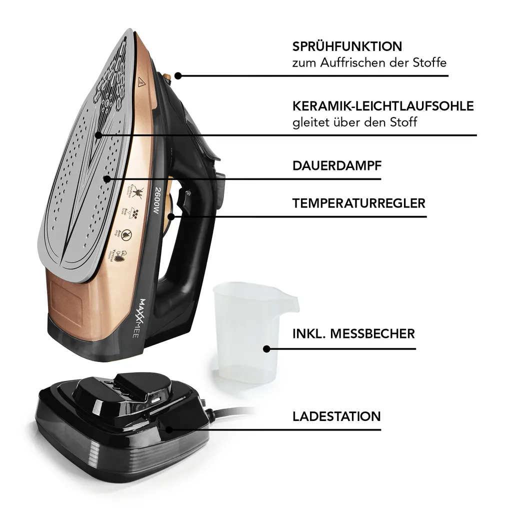 MAXXMEE Dampfbügeleisen - Mit Tropfstopp-, Antikalk- Und Selbstreinigungsfunktion Dampfbügeleisen Bügeleisen Kabellos Antikalk Selbstreinigung Tropfstop Keramik 7 MAXXMEE Dampfbügeleisen - Mit Tropfstopp-, Antikalk- Und Selbstreinigungsfunktion Dampfbügeleisen Bügeleisen Kabellos Antikalk Selbstreinigung Tropfstop Keramik – Bild 5