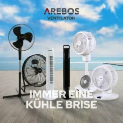 AREBOS Turmventilator, 50 Watt, 60°-Oszillation, 3 Geschwindigkeitsstufen, Ventilator Mit Tragegriff, Weiß, Leise 23 AREBOS Turmventilator, 50 Watt, 60°-Oszillation, 3 Geschwindigkeitsstufen, Ventilator Mit Tragegriff, Weiß, Leise -Smart Kitchen Store 9fd4bb5e13d54b01994e0aa9a4f78f1e
