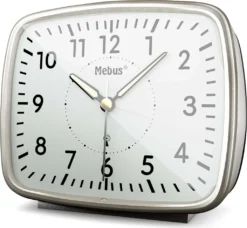 Mebus Funk-Wecker Im Retro-Design / Wecker Stellt Sich Automatisch Auf Sommer Und Winter-Zeit Ein, Designklassiker / Farbe: Silbergrau / Modell: 25362 -Smart Kitchen Store a1193b562f7e07a76434b5b29805cf0b