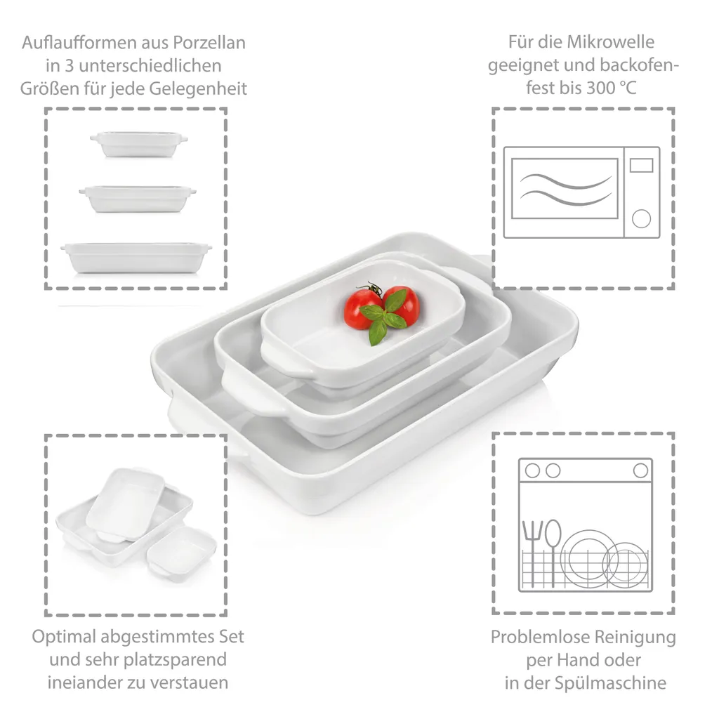 Sänger SÄNGER Auflaufformen Aus Porzellan Weiß 3 Teilig 4 Sänger SÄNGER Auflaufformen Aus Porzellan Weiß 3 Teilig – Bild 2