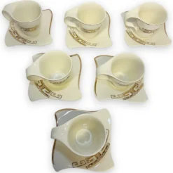 12-teiliges Medusa Mäander Kaffeeservice Mit Goldschliff Kaffeetassen Für 6 Personen 6 Tassen + 6 Untertassen Weiß-Gold Genießen Servieren Kaffee -Smart Kitchen Store a37ce12b59dff01d4decb393ba704814