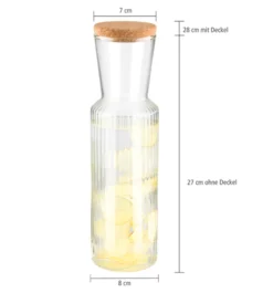 APS Glaskaraffe -LINES- /// Ø 8 Cm, H: 27 Cm, 0,9 Liter /// Glas, Deckel Aus Kork /// /// 10738 -Smart Kitchen Store a3ca04dfc3c24a1fb18f00653b322eff