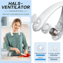 2000mah Persönlicher Nackenventilator, Hals Fan, Wiederaufladbare Ice Freihändiger Tragbarer Ventilator Weiß -Smart Kitchen Store a42b3097fdb3b4714bfe6ac0f786d1eb