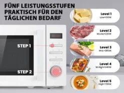 Mikrowelle 20L, Solo-Mikrowelle Mit 8 Menüs/Timer/LED-Digitalanzeige/700W Grill/5 Leistungsstufen/Praktischer Auftaufunktion/Beleuchtung Im Innenraum -Smart Kitchen Store a441aac5c91384e49089ffa907e75ed0