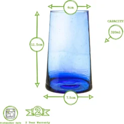 Nicola Spring 6 Stück Merzouga Recycled Longdrinkgläser Set - Trinkglas - 320ml - Blau -Smart Kitchen Store a4b8bbfc57a039a3ceb03ba9c37b6e91