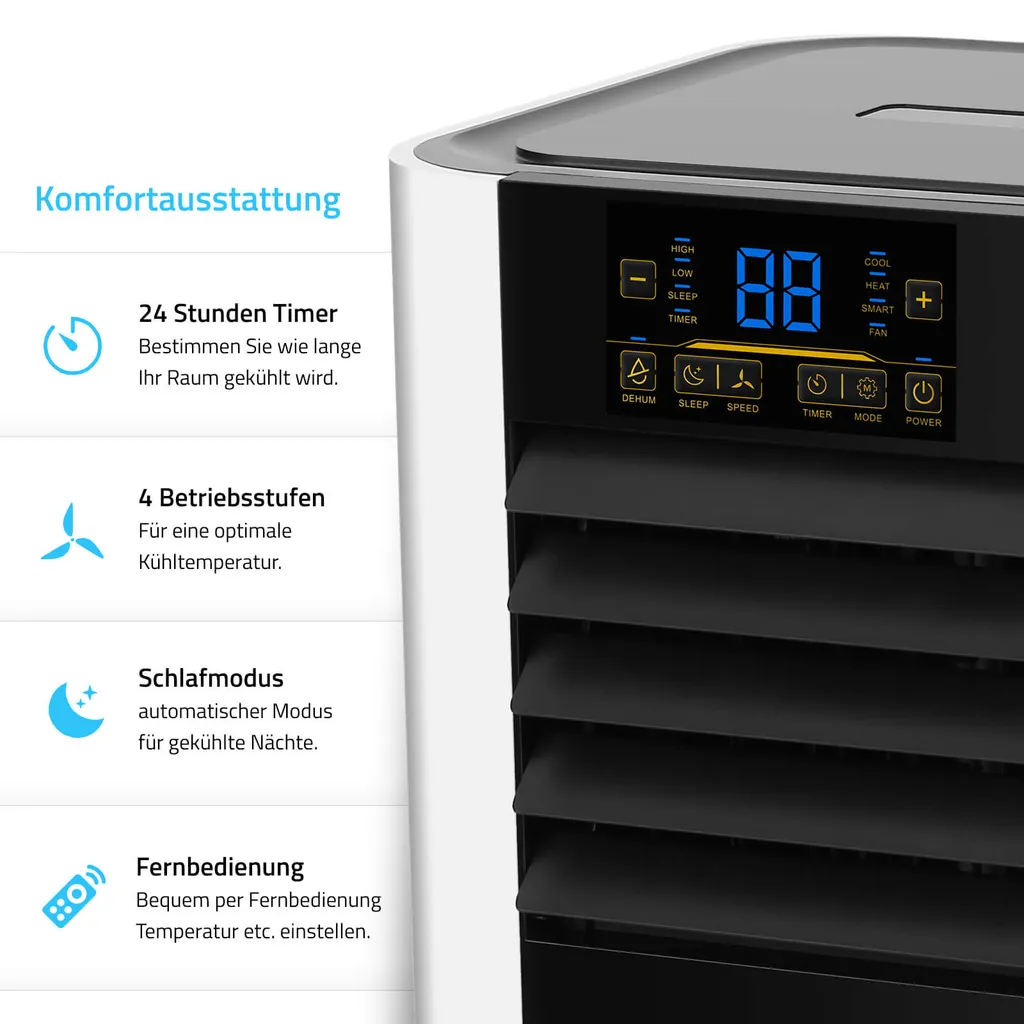Home Deluxe 4in1 Mobile Klimaanlage Klimagerät Mit Fensterabdichtung + Timer 5 Home Deluxe 4in1 Mobile Klimaanlage Klimagerät Mit Fensterabdichtung + Timer – Bild 3