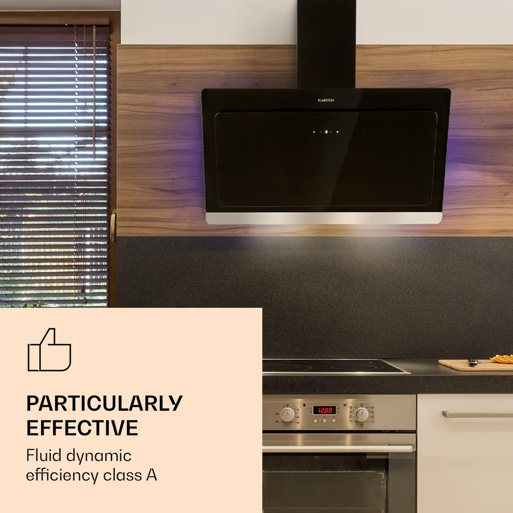 Klarstein Aurora Eco 90 Dunstabzugshaube 90 Cm , Abluftleistung: 550 M³/h , Kopffrei , Ambientelicht , EEC A+ 4 Klarstein Aurora Eco 90 Dunstabzugshaube 90 Cm , Abluftleistung: 550 M³/h , Kopffrei , Ambientelicht , EEC A+ – Bild 2