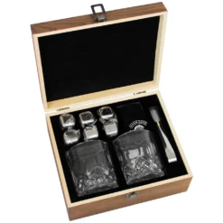 Whisky Geschenk-Set Mit 2 Gläsern, Eiswürfeln Aus Edelstahl, Zange, Samtbeutel In Einer Schönen Holzbox -Smart Kitchen Store a7370374f663eab5310c55346d82fcaa