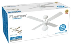 Bestron Deckenventilator Mit Beleuchtung, 3 Geschwindkigkeitsstufen & Großer Flügelspannweite Von Ø102 Cm, 50 W, Farbe: Ahorn/Weiß -Smart Kitchen Store a82bb9a6df526ee5a062c640b000613d