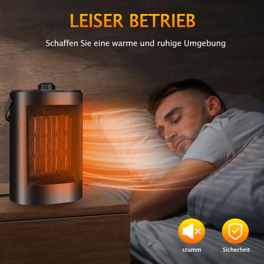Speed Heizlüfter Energiesparend 1500W, Elektrisch Heizung Mit Drei Leistungsstufen, 120° Oszillation,Sicherheitsabschaltfunktion 7 Speed Heizlüfter Energiesparend 1500W, Elektrisch Heizung Mit Drei Leistungsstufen, 120° Oszillation,Sicherheitsabschaltfunktion – Bild 5
