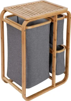 Lumaland Wäschekorb Aus Bambus - 1 XL Fach + 2 Kompaktfächer 49,5 X 33 X 71 Cm Grau -Smart Kitchen Store a91fb813e44feaf277b730cda62923f4