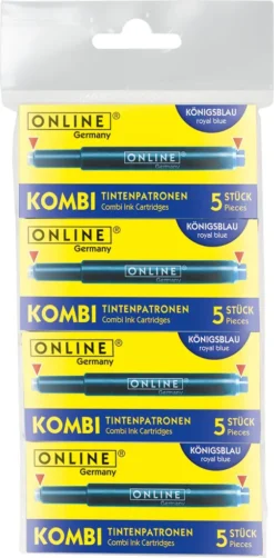 ONLINE-Kombipatrone Maxi-Pack, Der Problemlöser Für ONLINE + Standard + LAMY-Füllersysteme, Königsblau, Löschbar, 4 Päckchen à 5 Patronen