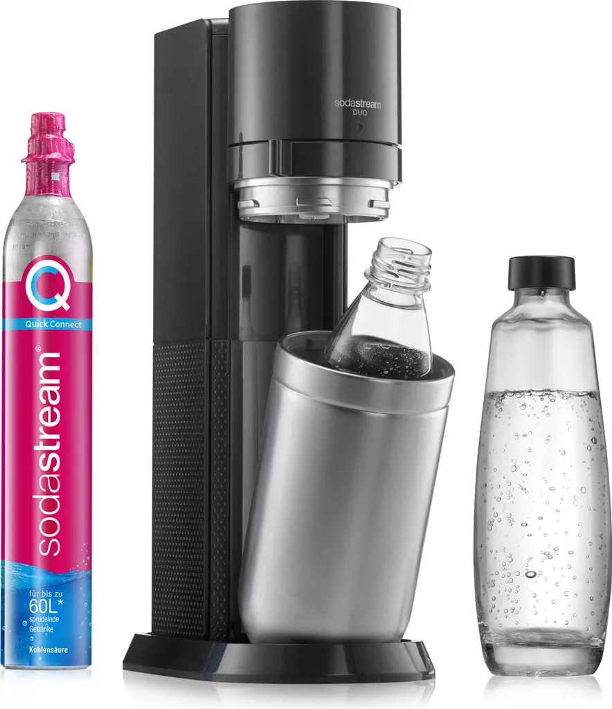 SodaStream DuoTitan Trinkwassersprudler, Inkl. 1x 1 Liter Glasflasche, 1x 1 Liter PET, 1 X Quick Connect Zylinder 4 SodaStream DuoTitan Trinkwassersprudler, Inkl. 1x 1 Liter Glasflasche, 1x 1 Liter PET, 1 X Quick Connect Zylinder – Bild 2
