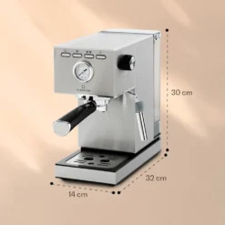 Klarstein Pausa Espressomaker, Siebträgermaschine Mit 1350 Watt, Espressomaschine 20 Bar Druck, Siebträger Kaffeemaschine Mit Wassertank: 1,4 Liter Edelstahl ,silber -Smart Kitchen Store ab51d86d9014dd9b222c8b756c79c374