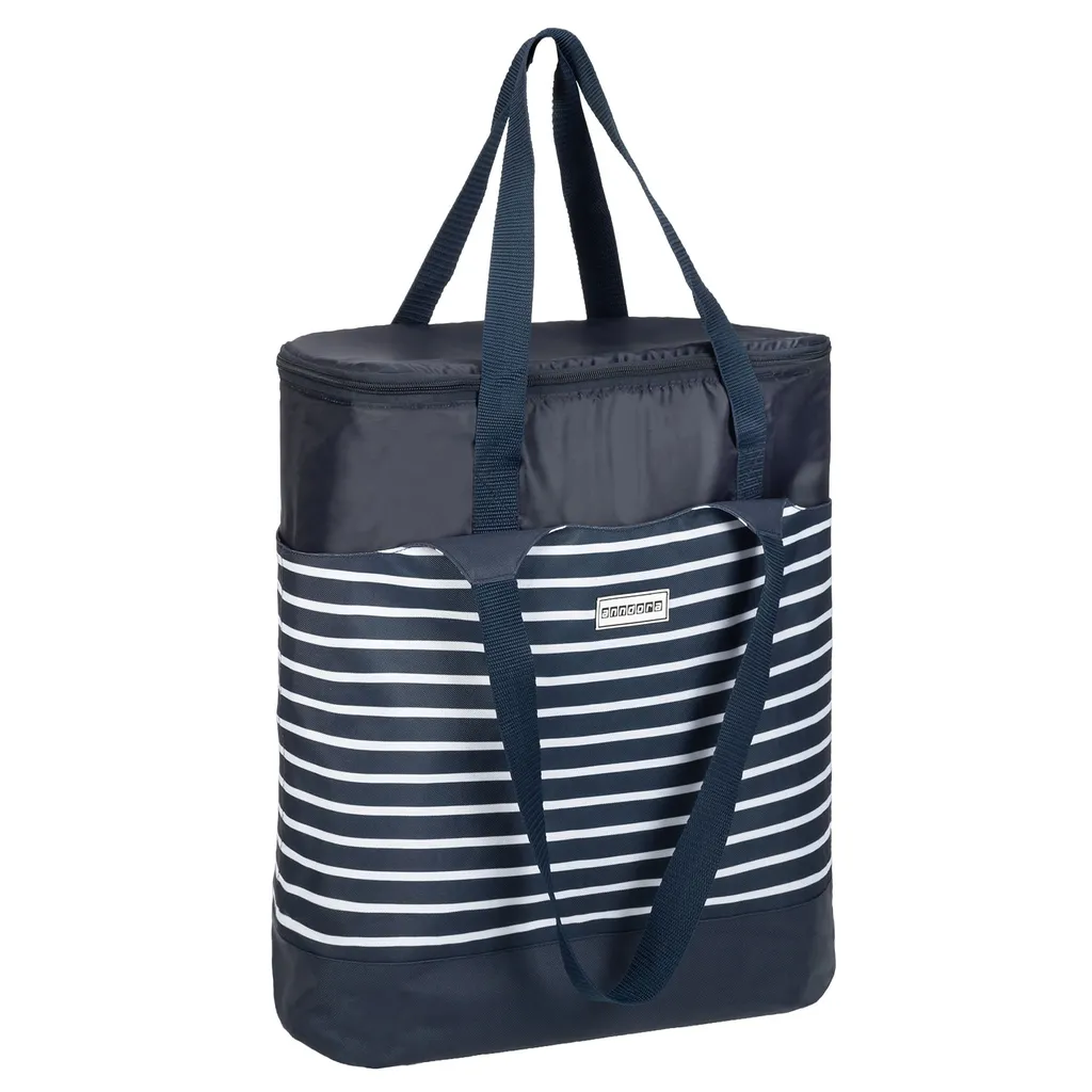 Strandtasche 2 In 1 Kühltasche + SchultertascheAHOI Blau Weiß - Navy 4 Strandtasche 2 In 1 Kühltasche + SchultertascheAHOI Blau Weiß - Navy – Bild 2